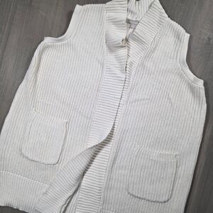 Woman Within, Women's Cream Colored Gilet, Size 1x (22/24) with Front Pockets
